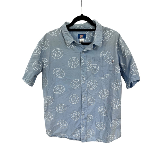 Odd Future OFWGKTA Short Sleeve Button Down Donut Shirt Size Medium Tyler Blue - Picture 1 of 5